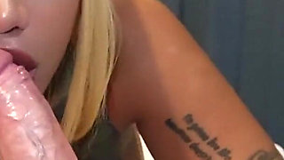 Asian Bimbo Blonde Silicone Deep Throat and Fuck and Creampie by Monger