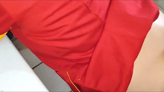 Hot big booty Latina cashier girl fucks with her store's boss amidst the shelfs with products
