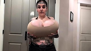Busty brunette with big boobs rides cock