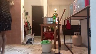My Fat Wife Cleaning The House - Homemade Latina MILF with Big Ass