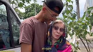 Tattooed Granny 81 Years Old Anal Pickup Rough Car Sex BBC Destroyed Asshole