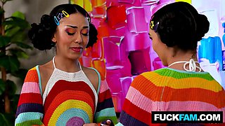 Bianca and Delilah Dagger Share Dildo and Cock in Rough Lesbian Fuck