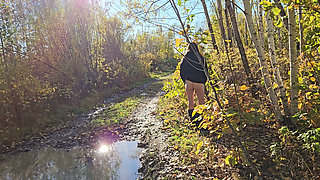 I pulled down my pants and went for a walk along the autumn road