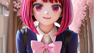 An ugly fat guy has rough sex with Arima Kana dressed in a Japanese schoolgirl uniform in a school hall