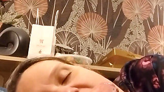 She Sucks and Smears Her Young Lover's Sperm in a Selfie