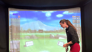 Trying to Golf in a Simulator with My Lush in! Trying Not to Cum While I Swing!