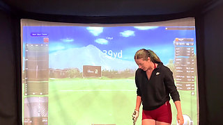Trying to Golf in a Simulator with My Lush in! Trying Not to Cum While I Swing!