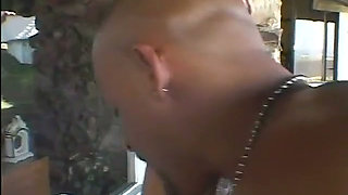 Nerdy brunette gets bent over on glass table and fucked by a black stud