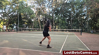 Rafaela and Igor Are Taking Their Strip Tennis Match Outside
