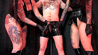 Metal Bound Sub Is Sounded and Pulverized by Two Hot Latex Dommes