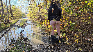 Beautiful autumn and my bare ass went for a walk