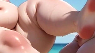 Granny Foot Worship on Obese BBW - Hot Beach Foot Licking Session