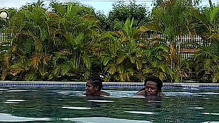 Sperm Floating in the Pool, Hard Sex in the Water, Double Orgasm.