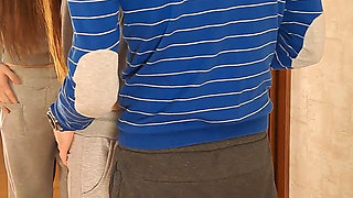 Mirror fuck with guy in a cap (kisses, big dick blowjob, standing doggy)