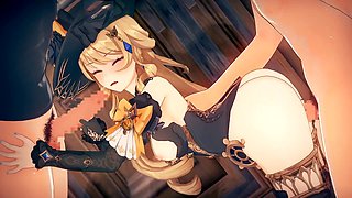 Genshin Impact Navia in a wild 3D hentai gangbang animation
