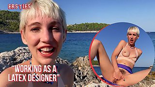 Hairy Blonde Rubs Her Clit Outdoors