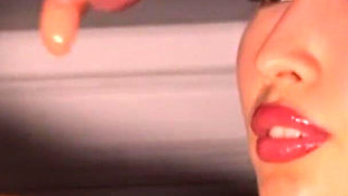 Milking Table with a Beautiful Asian Woman. a Lot of Sperm