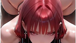 Pov: Redhead In Black Latex Corset Deepthroats Futa Cock On Bed Ai Anime With Hentai Anime