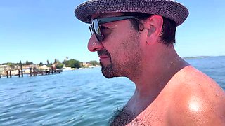 Earl Smile Flashes Big Cock on Wild Sea Pedal Boat