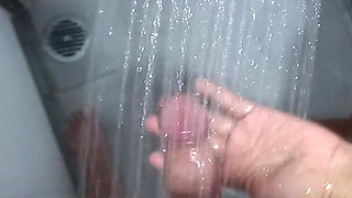 Sensual Red Nails Soapy Shower Handjob