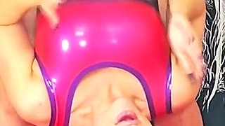 Mixed Wrestling in Latex, Scissor Holding, Rough Facesitting, Feet on Face