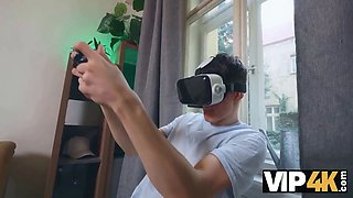 Vip4k. the virtual game concludes with a real cumshot from his dad