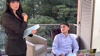 Boss babe Latina punishes hot employee by making him pleasure her