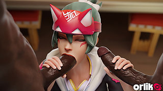 BBC Group Creampie Kiriko Overwatch Animation - Catching Thieves Gone Wrong