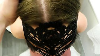 Bound Brunette Deepthroats and Tastes Cum in BDSM POV Video