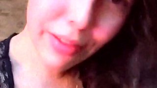 Brunette solo darling masturbating at home