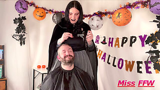 Halloween Witch Haircut Miss Ffw Trims Mr S Bushy Beard Messy Hair Thick Brows