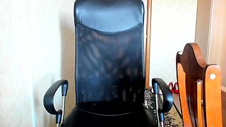 Big-Tit Russian Brunette Masturbates on Chair