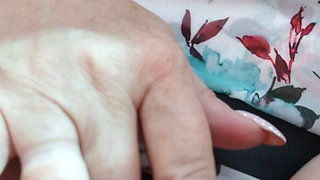 Mature Blonde Fingers Throbbing Pussy in Public Car Ride