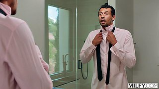 Flexible dance instructor worships his cock