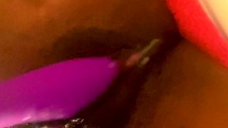 Dildo and pussy close up masturbation