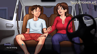 Summertime Saga Part 50 By DarkCookie, Horny busty milf strokes and rubs big cock, 3D Game