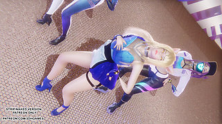 MMD KPop Demon Hunters - HUNTRX - Golden Ahri Akali Kaisa Sexy Kpop Dance League of Legends Hentai Uncensored 4K 60FPS