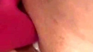 Wet, creamy pussy from playing with a dildo