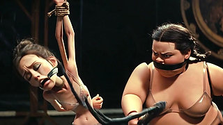 Skinny Slave in Bondage Whipped by Fat SSBBW Mistress